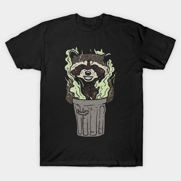 Raccoon Tshirt Live Fast Eat Trash T-Shirt by gdimido